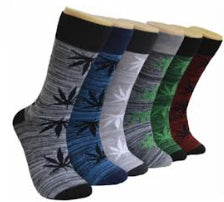 Men's Novelty Crew Socks - Marijuana Leaf Print - Size 10-13
