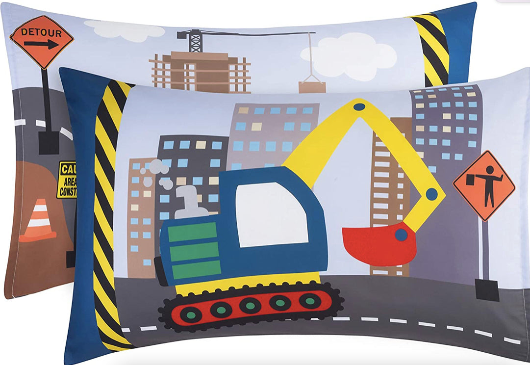 Construction Printed Pillowcase Sets - 2-Pack