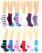 Women's Fuzzy Ankle Socks w/ Grips - Assorted Prints - Size 9-11