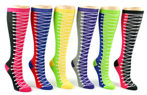 Women's Knee High Novelty Socks - Sneaker Print - Size 9-11
