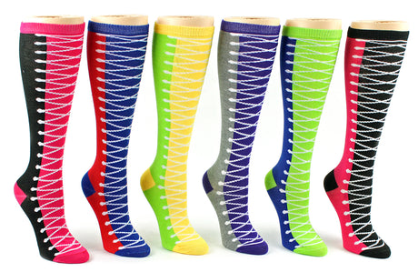 Women's Knee High Novelty Socks - Sneaker Print - Size 9-11