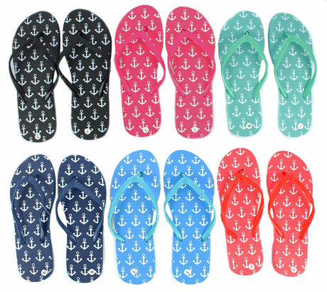Women's Flip Flops - Anchor Prints