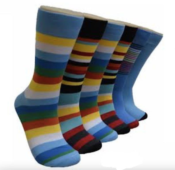 Men's Novelty Crew Socks - Rainbow Stripe  Print - Size 10-13