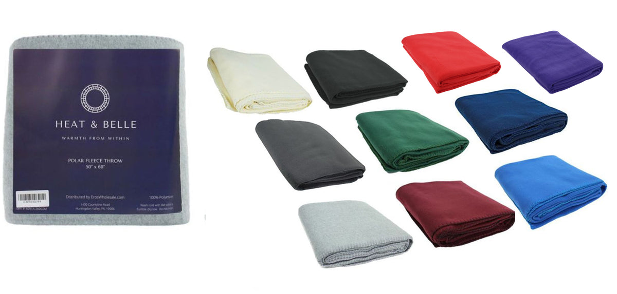 Heat & Belle Polar Fleece Blankets - 50" x 60" - Deluxe Weight - Choose Your Color(s)