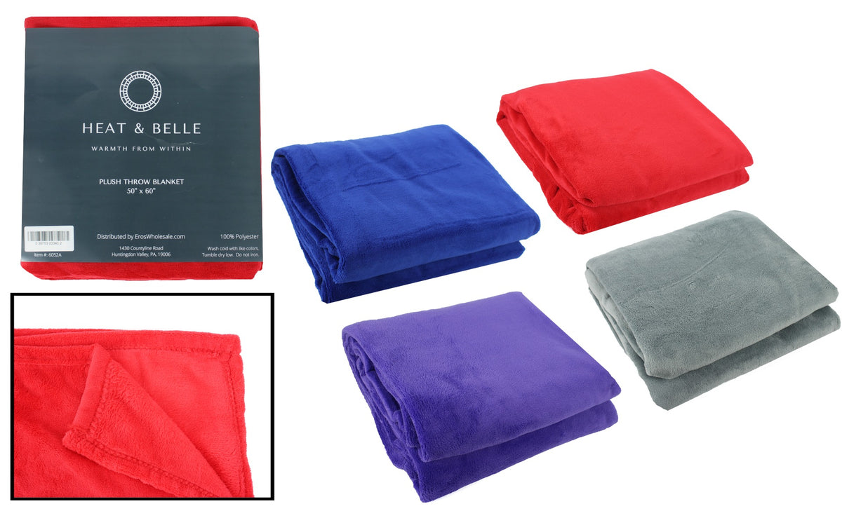 Heat & Belle Soft Micro Plush Throws - 50" x 60" - Deluxe 300GSM Weight - Choose Your Color(s)