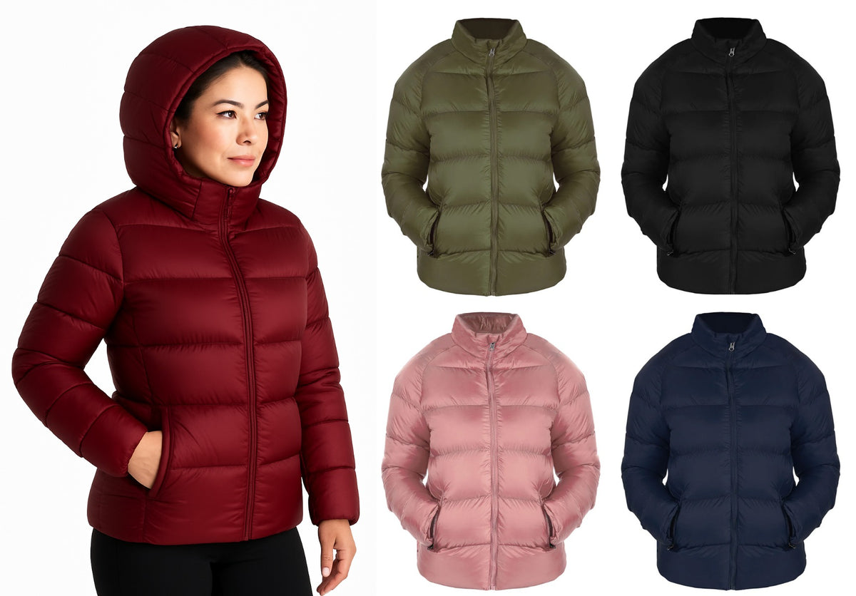 Women's Insulated Winter Puffer Jackets w/ Detachable Hood - Sizes Small-XL