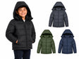 Boy's Insulated Winter Puffer Jackets w/ Fleece Lining & Detachable Hood - Sizes 8-18