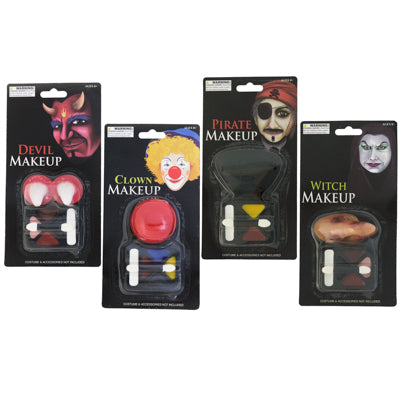Makeup Set Halloween 4 Ast Witch/clown/pirate/devil Blistercard