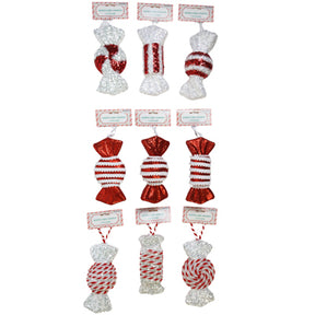 Ornament Jumbo Wrapped Candy 7.5in 9 Asst Styles Xmas Hdr Card