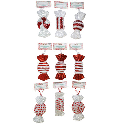 Ornament Jumbo Wrapped Candy 7.5in 9 Asst Styles Xmas Hdr Card