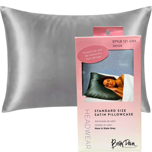 Betty Dain Standard Size Satin Pillow Case in Slate Gray