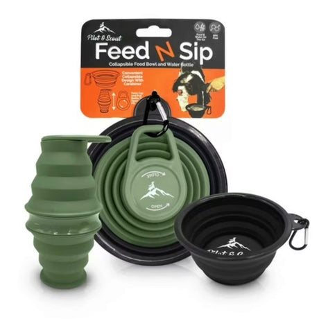 Pilot & Scout Feed N Sip Collapsible Dog Bowl and Water Bottle Set