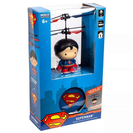World Tech Toys DC Superman 3.5 Inch Flying UFO Hand Controlled Helicopter with Remote