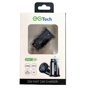 EG Tech 20W Fast Car Charger with Dual USB-A & USB-C Ports
