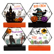 Table Decor Halloween Hexagon Window On Mdf Base 4asst Scenes/6in Label