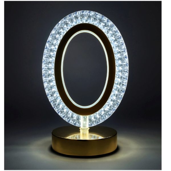 Rechargeable LED Acrylic Crystal Oval Touch Light with Gold Accents Lamp