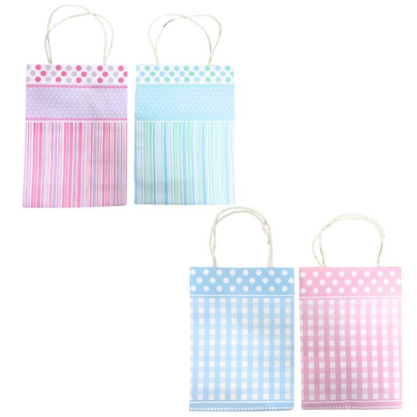 12 Pack Medium 7.5"x 3" x 10.5" Gift Bags in Assorted Designs