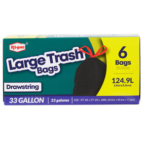 Trash Bags 6ct - 33 Gallon Drawstring