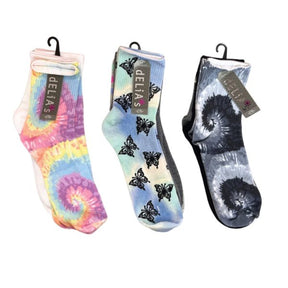 Delias Women's 3 Pack Assorted Prints Mid Crew Socks