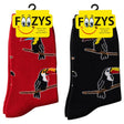 FOOZYS Crew Socks Assorted Black & Red with Toucan Design Size 9-11