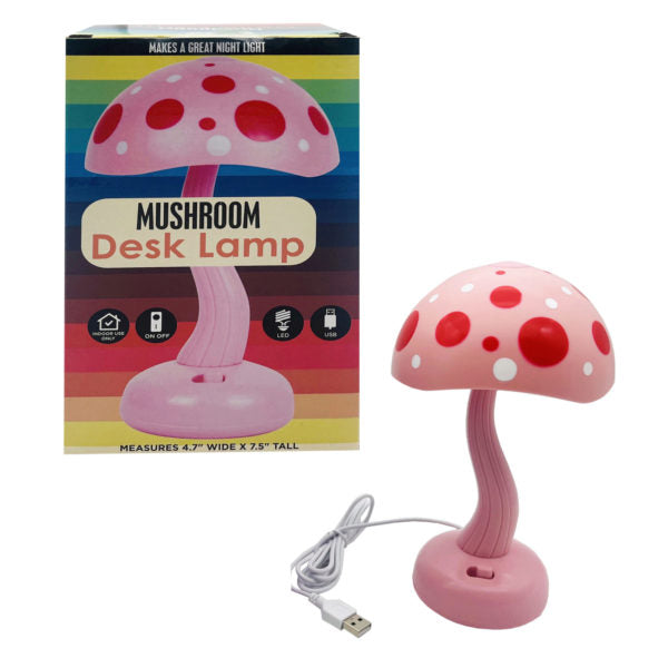 7.5" White LED USB-Powered Mushroom Desk Lamp