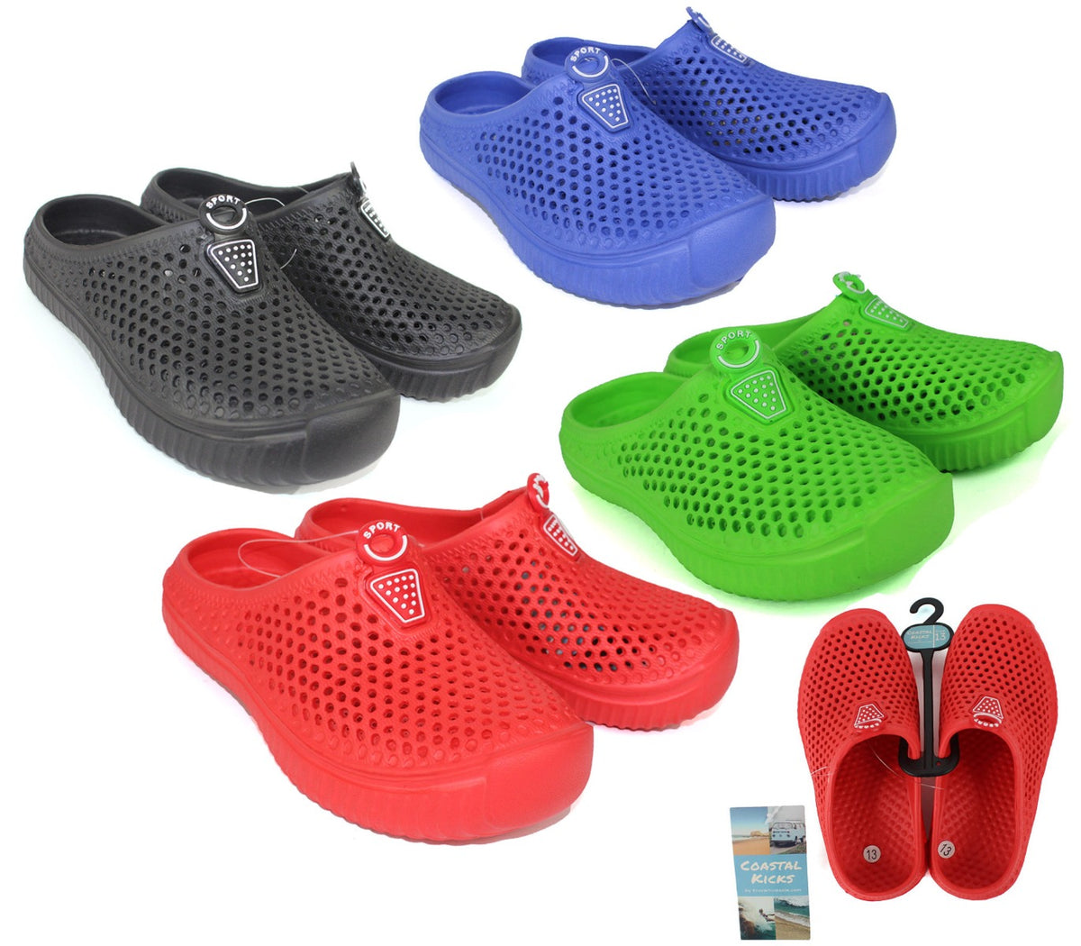 Coastal Kicks Boy's & Girl's Mule Sport Clogs w/ Ventilated Upper