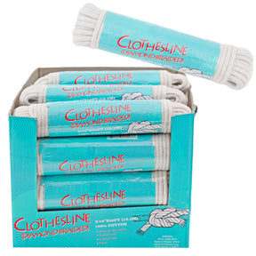 Clothesline 50ft Cotton W/ Poly Fiber Shrink W/ Label In 24pc Pdq