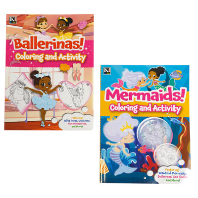 Coloring Activity Book Mermaids & Ballerinas 2 Assorted In Floor Display