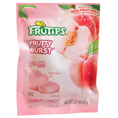 Frutips Fruity Burst Gummy Peach 2.1 Oz Peg Bag In Counter Display