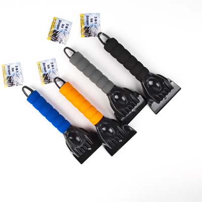 Ice Scraper 2-n-1 W/eva Handle 3.75 X 10in 4ast Colors/auto Ht