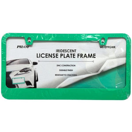 Pilot Metal Irridescent License Plate Frame in Powder Green
