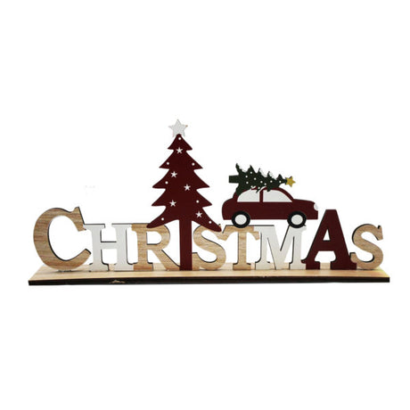 Red Car Carrying Christmas Tree Christmas Tabletop Decor