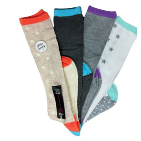 NOBO 4 Pack Knee High Socks in Solids with Colorful Cuff