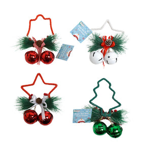 Bell Doorknob Hanger/ornament Christmas Decor 7in 4ast W/greenery Xmas/ht
