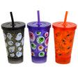 Tumbler Light Up W/straw 3asst Halloween Prints 18fl Oz /  10in H/ Label