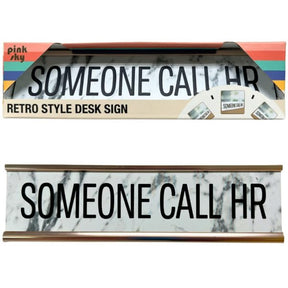Pink Sky Rectangular Retro Sytle Desk Sign w/ Someone Call HR Design