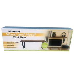 13.5" x 5.3" Mounted Wood and Metal Wall Shelf with Hardware Included