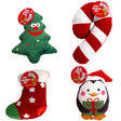 Dog Toy Christmas Plush 4 Assorted Candy Cane/tree/penguin/stocking #p32152 Counter Display