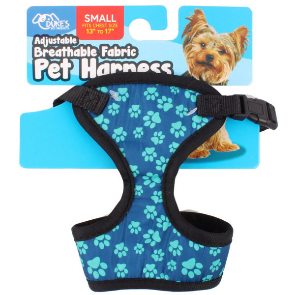 Small Adjustable Pet Breathable Fabric Harness Assorted Patterns Chest Size 13" to 17"
