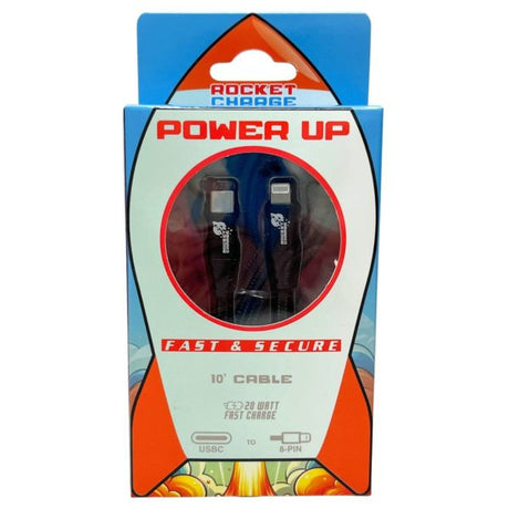 Rocket Charge 10 Foot USB C to iPhone 8-Pin Cable
