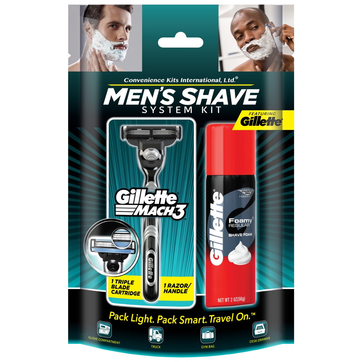 2 PC. Men's Gillette Shaving Travel Kit