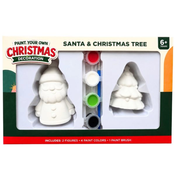DIY Paint Your Own Santa and Christmas Tree Figurine Set