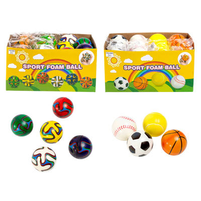 Ball Foam 2.36in Mega  Asst/ 1x24pc Pdq Ea Sport&swirl Per Master Opp Bag/label