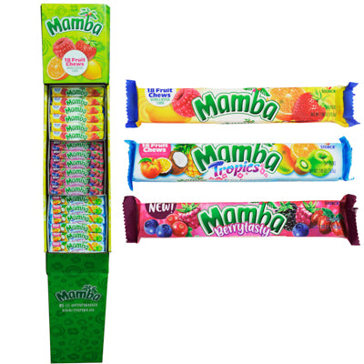 Mamba Fruit Chews Stick Pack 2.8 Oz 3 Assorted Floor Display