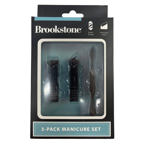 3-Pack Salon Grade Anodized Steel Manicure Set with Clipper