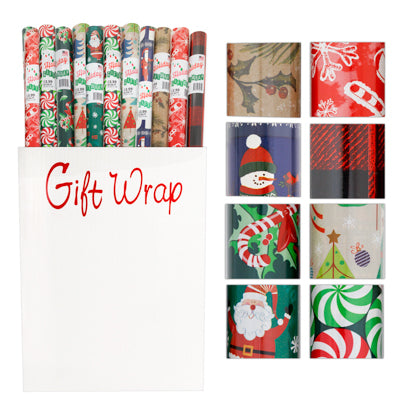 Gift Wrap Christmas 40sq Ft 1.5in Core Asst Design $3.99 Prpcdmade In Usa