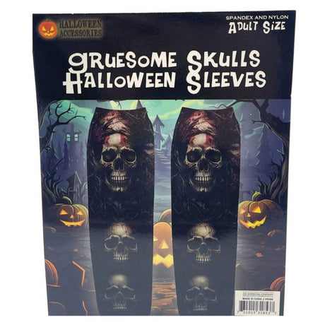 Gruesome Skulls Stack Print Slip-On Halloween Tattoo Sleeves