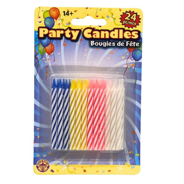24 Pack Assorted Color Party Candles
