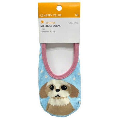 Happy Value Dog Polka Dot No Show Socks in Sizes 4-10