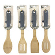 4 Assorted Bamboo Utensil with Rubber Handles